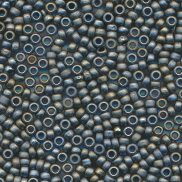 MIYUKI Round Rocaille Seed Beads #2002 Black AB (Metallic Frost)