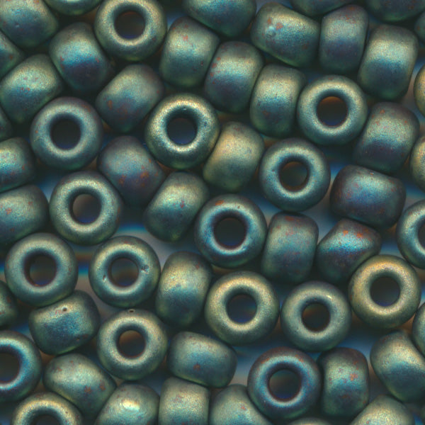 MIYUKI Round Rocaille Seed Beads #2008 Bronze Green (Metallic Frost)