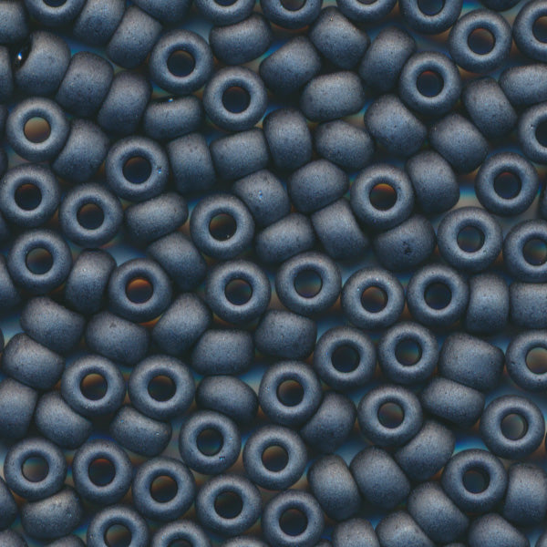 MIYUKI Round Rocaille Seed Beads #2001 Black Luster (Metallic Frost)