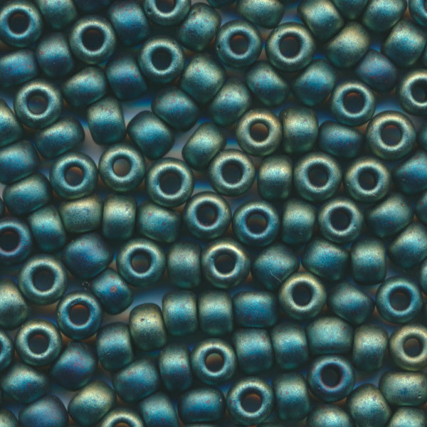 MIYUKI Round Rocaille Seed Beads #2008 Bronze Green (Metallic Frost)