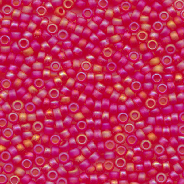 MIYUKI Round Rocaille Seed Beads #140FR Light Red (Transparent Frost Rainbow)