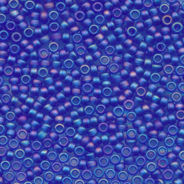 MIYUKI Round Rocaille Seed Beads #151FR Cobalt (Transparent Frost Rainbow)