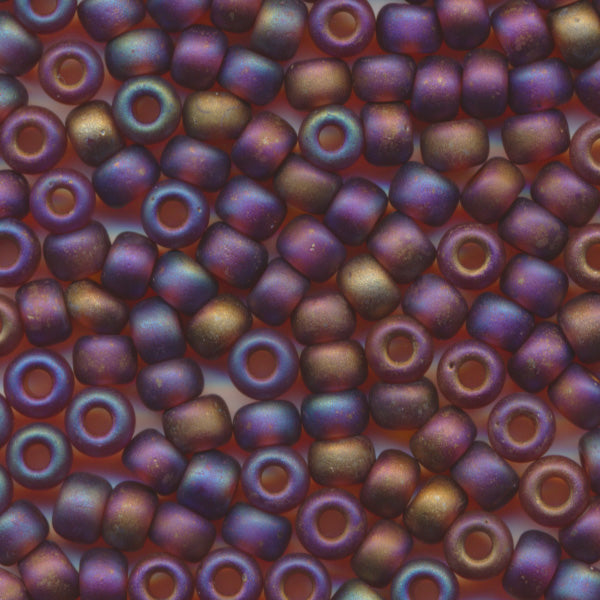 MIYUKI Round Rocaille Seed Beads #134FR Light Brown (Transparent Frost Rainbow)