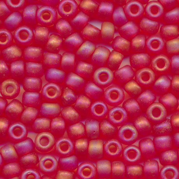 MIYUKI Round Rocaille Seed Beads #140FR Light Red (Transparent Frost Rainbow)