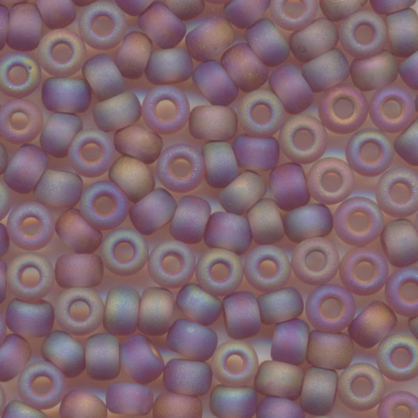 MIYUKI Round Rocaille Seed Beads #142FR Light Amethyst (Transparent Frost Rainbow)