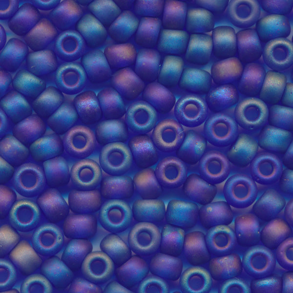 MIYUKI Round Rocaille Seed Beads #151FR Cobalt (Transparent Frost Rainbow)