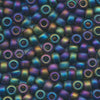 MIYUKI Round Rocaille Seed Beads #401FR Black (Opaque Frost Rainbow)