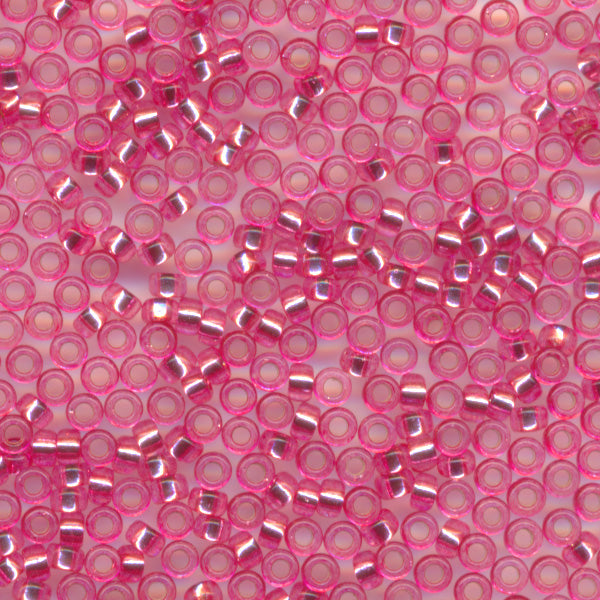 MIYUKI Round Rocaille Seed Beads #1338 Dyed Pink (Silverline)